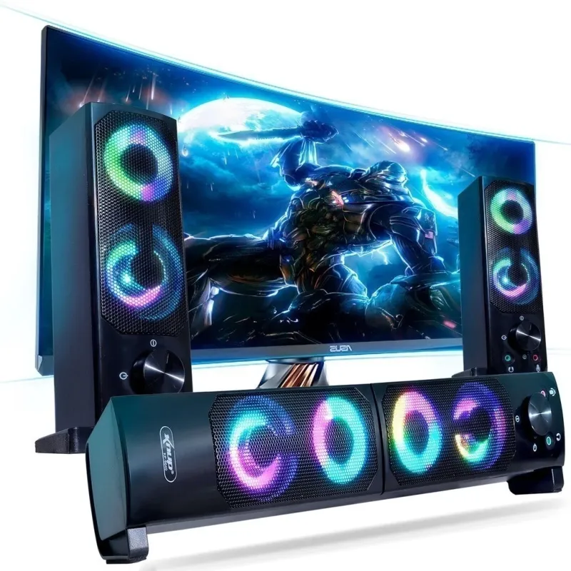 Caixa De Som Subwoofer Soundbar Portátil Para Computador Notebook Pc Gamer Celular Usb P2