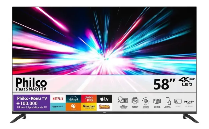 Smart Tv Philco 58 P58vik 4k Uhd Led Roku Dolby Audio Wi-fi Hdr10 110/220v
